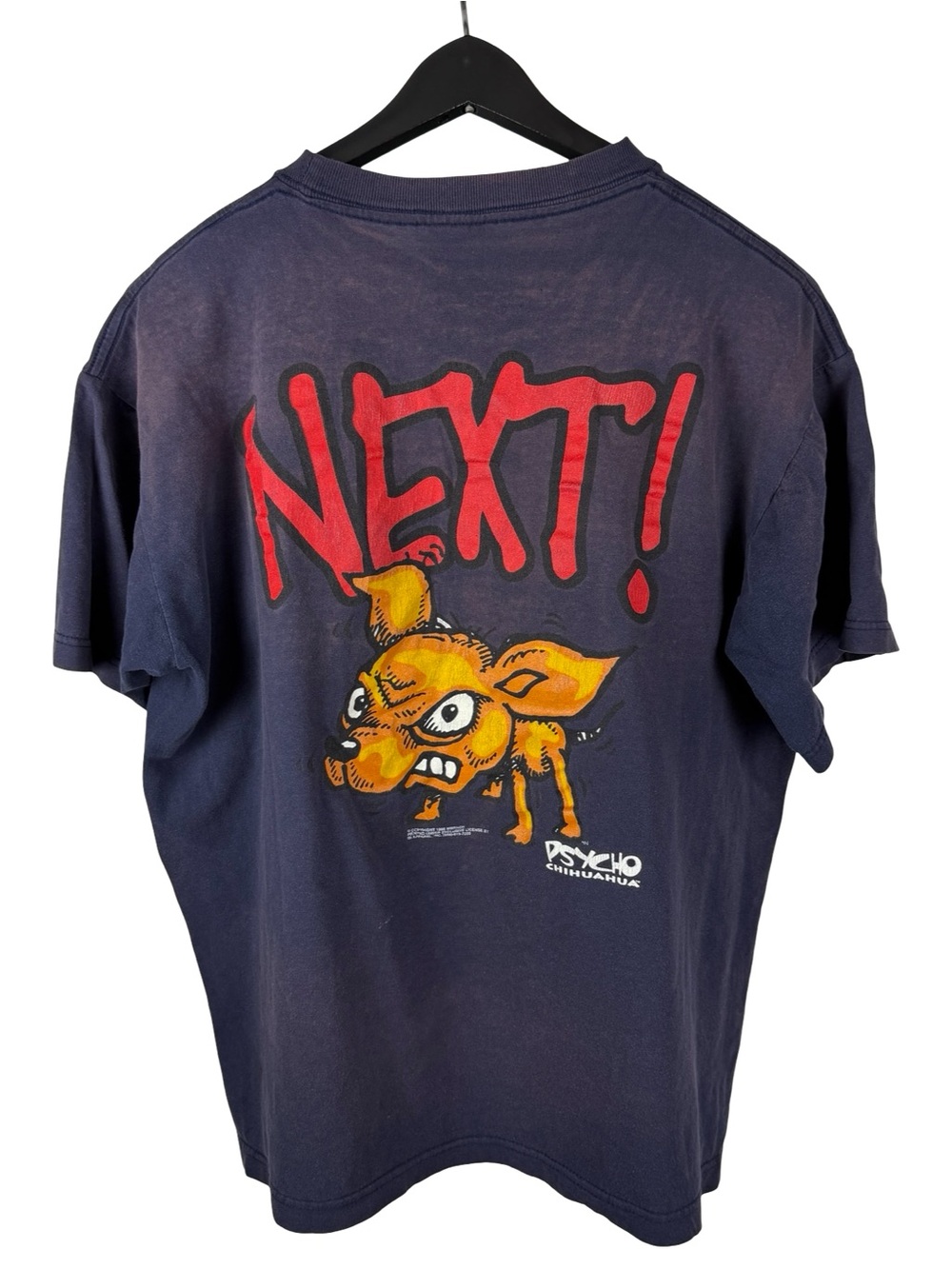 Vintage 90s Psycho Chihuahua Cartoon Faded Paint Splatter Comedy Shirt Size L